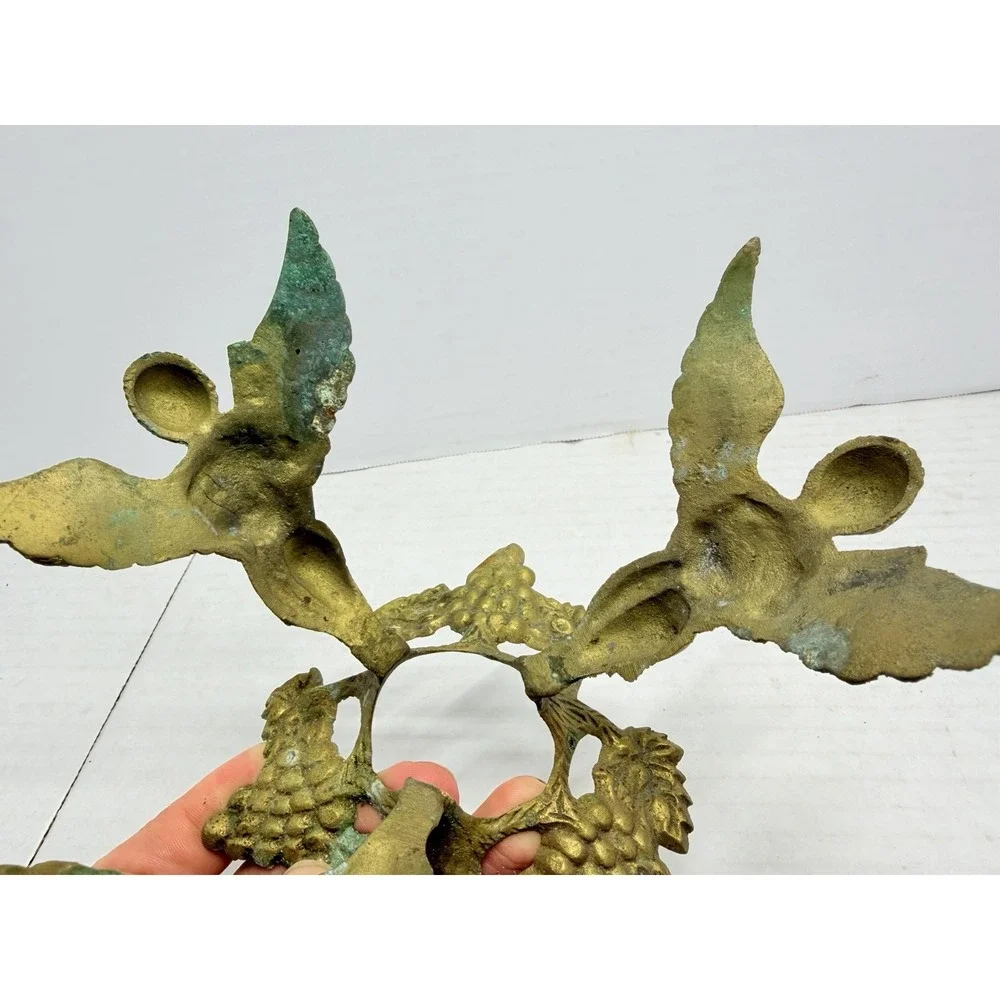 Vintage Brass 3 Angel Cherub Grapevine Bowl Holder Centerpiece Missing Bowl
